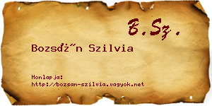 Bozsán Szilvia névjegykártya